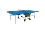 Tischtennistisch Outdoor, Blau, Metall, Holzwerkstoff, 152.5x76x274 cm, Made in Germany, hochwertige Aluminium Verbundplatte, durch Playback-Stellung für Alleintraining geeignet, wetterfest, fahrbar mit schwenkbaren Rollen, klappbare Tischtennisplatte, mit Ballhalterung, mit Schlägerhalterung, einfacher Auf- und Abbau, Spielfeldmarkierung, Freizeit & Co, Spieltische, Tischfußball & Co
