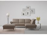 Ecksofa SIT & MORE "Fashion L-Form", grau (taupe), B:250cm H:84cm T:207cm, Sofas, Ecksofa, wahlweise mit Kopfteilverstellung, Vorziehsitz, motorisch, Nickelfüße