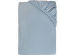 Spannbettlaken DYCKHOFF "Uni", blau, B:140cm L:200cm, Jersey, Obermaterial: 95% Baumwolle, 5% Elasthan, Bettlaken, Spannbettlaken, Angenehm weich, besonders flexibel, bis 25cm Matratzenhöhe