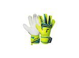 Torwarthandschuhe REUSCH "Attrakt Solid", Damen, Gr. 8, gelb, blau, 29% Polyester, 5% Lederimitat, 1% Baumwolle, Handschuhe, mit hochelastischem, sicherem Verschluss