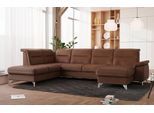 Wohnlandschaft SIT & MORE "Astoria U-Form", braun (haselnuss), B:327cm H:91cm T:225cm, 100% Polyester, Sofas, Wohnlandschaft, wahlweise mit motorischer Relaxfunktion