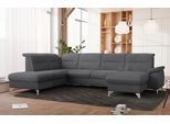Wohnlandschaft SIT & MORE "Astoria U-Form", grau (anthrazit), B:327cm H:91cm T:225cm, 100% Polyester, Sofas, Wohnlandschaft, wahlweise mit motorischer Relaxfunktion