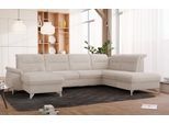 Wohnlandschaft SIT & MORE "Astoria U-Form", beige (nature), B:327cm H:91cm T:225cm, 100% Polyester, Sofas, Wohnlandschaft, wahlweise mit motorischer Relaxfunktion