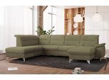Wohnlandschaft SIT & MORE "Astoria U-Form", grün, B:327cm H:91cm T:225cm, 100% Polyester, Sofas, Wohnlandschaft, wahlweise mit motorischer Relaxfunktion