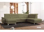 Wohnlandschaft SIT & MORE "Astoria U-Form", grün, B:327cm H:91cm T:225cm, 100% Polyester, Sofas, Wohnlandschaft, wahlweise mit motorischer Relaxfunktion