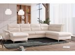 Wohnlandschaft SIT & MORE "Astoria U-Form", beige (creme), B:327cm H:91cm T:225cm, 100% Polyester, Sofas, Wohnlandschaft, wahlweise mit motorischer Relaxfunktion