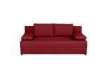P & B , Rot , Textil , Füllung: Schaumstoffflocken , 190x80x75 cm , Liegefunktion, Rücken echt , Wohnzimmer, Sofas & Couches, Schlafsofas, Schlafsofas