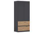 Rauch Möbel , Grau, Eiche Artisan , Holzwerkstoff , 1 Fächer , 2 Schublade(n) Schubladen , 91x197x54 cm , Blauer Engel, BQ - Bündnis für Qualität, Made in Germany ,