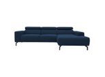 Mid.you , Dunkelblau , Textil , Uni , Ottomane rechts, L-Form , 292x175 cm , Made in EU, FSC MIX , Rücken echt , Wohnzimmer, Sofas & Couches, Wohnlandschaften, Ecksofas