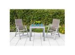 Gardenson , Silberfarben, Taupe , Metall, Glas, Textil , Tisch ausziehbar, Stuhl klappbar, Tisch mit Glasplatte , Gartenmöbel, Balkonmöbel, Balkonmöbel-Sets