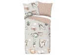 Möbelix , Grau, Beige , Textil , Katze , 135x200 cm , atmungsaktiv , Heimtextilien, Schlaftextilien, Bettwäsche, Baumwoll Bettwäsche
