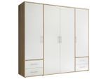 Mid.you , Weiß, Sonoma Eiche , Holzwerkstoff , 5 Fächer , 4 Schublade(n) Schubladen , 206x195x60 cm , Schlafzimmer, Kleiderschränke, Drehtürenschränke