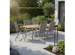 Gardenson , Grau, Silberfarben, Akaziefarben , Holz, Metall, Textil , Akazie , Hartholz , Uni , rechteckig , 90x74x150 cm , FSC , Gartenmöbel, Gartenmöbel-Sets, Gartengarnituren