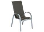 Gardenson , Anthrazit, Silberfarben , Metall, Textil , 56.5x104x77 cm , stapelbar , Gartenmöbel, Gartensessel, Gartensessel stapelbar