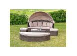 Gardenson , Braun, Taupe , Metall, Kunststoff, Textil , Füllung: Schaumstoff , 180x88x183 cm , große Liegefläche, verstellbares Dach , Gartenmöbel, Relaxmöbel