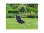 Gardenson , Schwarz , Metall, Textil , 165x16x65 cm , verstellbares Dach, klappbar, Rückenlehne verstellbar , Gartenmöbel, Gartenliegen, Sonnenliegen