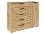 Rauch Möbel , Graphitfarben, Eiche Artisan , Holzwerkstoff , 5 Schublade(n) Schubladen , 120x100x42 cm , Blauer Engel, BQ - Bündnis für Qualität, Made in Germany ,