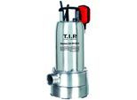T.I.P. Schmutzwasser Tauchpumpe - Edelstahl, 20.000l/h, Flachabsaugend, 8m Förderhöhe, 30mm Korngröße, MAXIMA 350IPX DUO 30274
