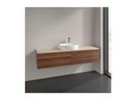 Villeroy und Boch Antao Waschtisch-Unterschrank L25113HM mit Beleuchtung, 4 Auszüge, 1600 x 360 x 500 mm, Front mit Struktur, Warm Walnut / Botticino