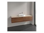 Villeroy und Boch Antao Waschtisch-Unterschrank L36053HM mit Beleuchtung, 160x36x50cm, Hahnlochbohrung, Waschbeckenplattenfarbe botticino, warm walnut
