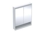 Geberit One Spiegelschrank 505822002 75 x 90 x 15 cm, weiß/Aluminium pulverbeschichtet, mit Nische und ComfortLight, 2 Türen
