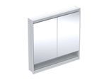 Geberit One Spiegelschrank 505823002 90 x 90 x 15cm, weiß/Aluminium pulverbeschichtet, mit Nische und ComfortLight, 2 Türen