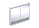 Geberit One Spiegelschrank 505834002 105 x 90 x 15 cm, weiß/Aluminium pulverbeschichtet, mit Nische und ComfortLight, 2 Türen