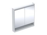 Geberit One Spiegelschrank 505833002 90 x 90 x 15cm, weiß/Aluminium pulverbeschichtet, mit Nische und ComfortLight, 2 Türen