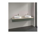 Villeroy und Boch Antao Waschtisch-Unterschrank L17053HL mit Beleuchtung, 2 Auszüge, 1600 x 190 x 500 mm, Front ohne Struktur, Leaf Green Matt Lacquer / Botticino
