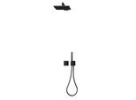 Keuco IXMO Dusch-Set 8 59653370802 eckig, Thermostatmischer m. Brausehalter u. Kopfbrause, schwarz matt