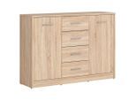 Möbelix , Sonoma Eiche , Holzwerkstoff , 2 Fächer , 4 Schublade(n) Schubladen , 118.5x84x34 cm , Kleinmöbel, Kommoden, Kommoden