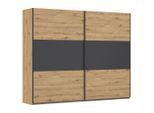 Rauch Möbel , Grau, Alufarben, Eiche Artisan , Holzwerkstoff , 3 Fächer , 261x210x59 cm , Blauer Engel, Goldenes M, Made in Germany , in verschiedenen Größen erhältlich ,