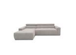 Mid.you , Silberfarben , Textil , Uni , Ottomane links, L-Form , 285x175 cm , Made in EU, FSC MIX , Rücken echt ,