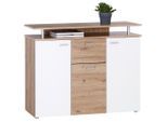 Möbelix , Weiß, Eiche Artisan , Holzwerkstoff , 2 Fächer , 1 Schublade(n) Schubladen , 117x92.3x38 cm ,