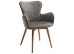 Mid.you , Grau, Eichefarben , Holz, Textil , Wildeiche , massiv , 62x87x65 cm ,
