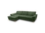 Mid.you , Grün , Textil , Eiche , Uni , Ottomane links, L-Form , 279x170 cm , Made in EU, FSC MIX , Rücken echt , Wohnzimmer, Sofas & Couches, Schlafsofas, Ecksofas mit Schlaffunktion
