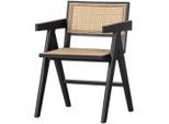 Livetastic , Schwarz , Holz , Kiefer, Rattan,Rattan , massiv , 54x80x54 cm ,
