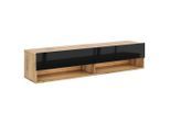 Livetastic , Schwarz, Eiche Wotan , Holzwerkstoff , 140x31.5x32.5 cm , hängend , Wohnzimmer, TV-Möbel, TV- & Lowboards