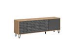 Livetastic , Anthrazit , Holzwerkstoff , 1 Fächer , 2 Schublade(n) Schubladen , 164x56x40 cm , FSC MIX , stehend , Wohnzimmer, TV-Möbel, TV- & Lowboards