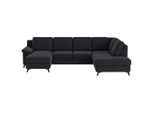 Cotta , Dunkelblau , Textil , Ottomane rechts, Ottomane links, U-Form , 309x204 cm , Made in EU , Stoffauswahl, Rücken echt , Wohnzimmer, Sofas & Couches, Wohnlandschaften, Wohnlandschaften U-Form