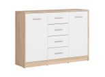 Möbelix , Weiß, Sonoma Eiche , Holzwerkstoff , 2 Fächer , 4 Schublade(n) Schubladen , 118.5x84x34 cm , Kleinmöbel, Kommoden, Kommoden