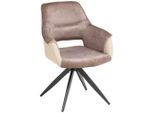 Mid.you , Schwarz, Beige , Metall, Textil , 62x86x64 cm , Sitzfläche 360° drehbar , Esszimmer, Esszimmerstühle, Polsterstühle