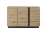 Mid.you , Grau, Eiche Artisan , Holzwerkstoff , 1 Fächer , 4 Schublade(n) Schubladen , 138x91x40 cm , stehend , Kleinmöbel, Kommoden, Sideboards