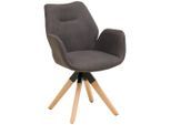 Livetastic , Anthrazit, Naturfarben , Holz, Textil , Eiche , massiv , 61x86x62 cm , Sitzfläche 360° drehbar , Esszimmer, Esszimmerstühle, Polsterstühle