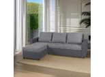 P & B , Grau , Textil, Holzwerkstoff , Füllung: Schaumstoffflocken , seitenverkehrt montierbar , 228x147 cm , Liegefunktion, Rücken echt , Wohnzimmer, Sofas & Couches, Schlafsofas, Ecksofas mit Schlaffunktion