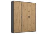 Rauch Möbel , Grau, Eiche Artisan , Holzwerkstoff , 4 Fächer , 140x194x53 cm , Blauer Engel, BQ - Bündnis für Qualität, Made in Germany , Schlafzimmer, Kleiderschränke, Drehtürenschränke
