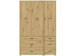 Möbelix , Eiche Artisan , Holzwerkstoff , 6 Schublade(n) Schubladen , 135x239.40x52.1 cm , Beimöbel erhältlich , Schlafzimmer, Kleiderschränke, Drehtürenschränke