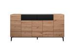 Mid.you , Schwarz, Eichefarben , Holzwerkstoff , 2 Schublade(n) Schubladen , 180x90x42 cm , Kleinmöbel, Kommoden, Sideboards