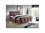 Mid.you , Aubergine , Textil, Holzwerkstoff , Buche , 140x200 cm , gepolstertes Kopfteil ,