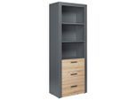 Mid.you , Anthrazit, Eiche Artisan , Holzwerkstoff , 2 Fächer , 3 Schublade(n) Schubladen , 68.6x190x41.6 cm , Kleinmöbel, Regale, Bücherregale